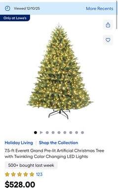 7.5-ft Everett Grand Artificial Christmas Tree with Color Changing LED Lights
